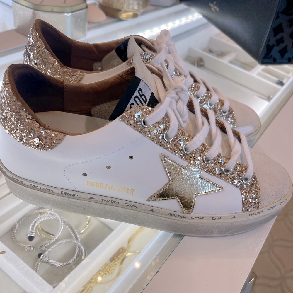 Golden Goose High Star white and gold